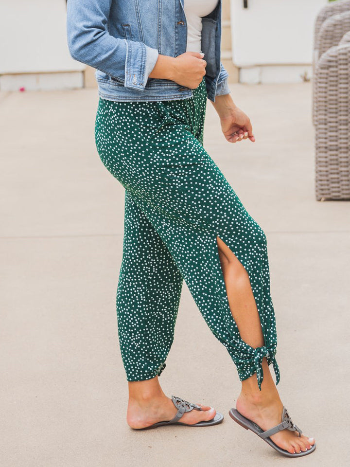 Patterned Ankle Tie Brie Pants