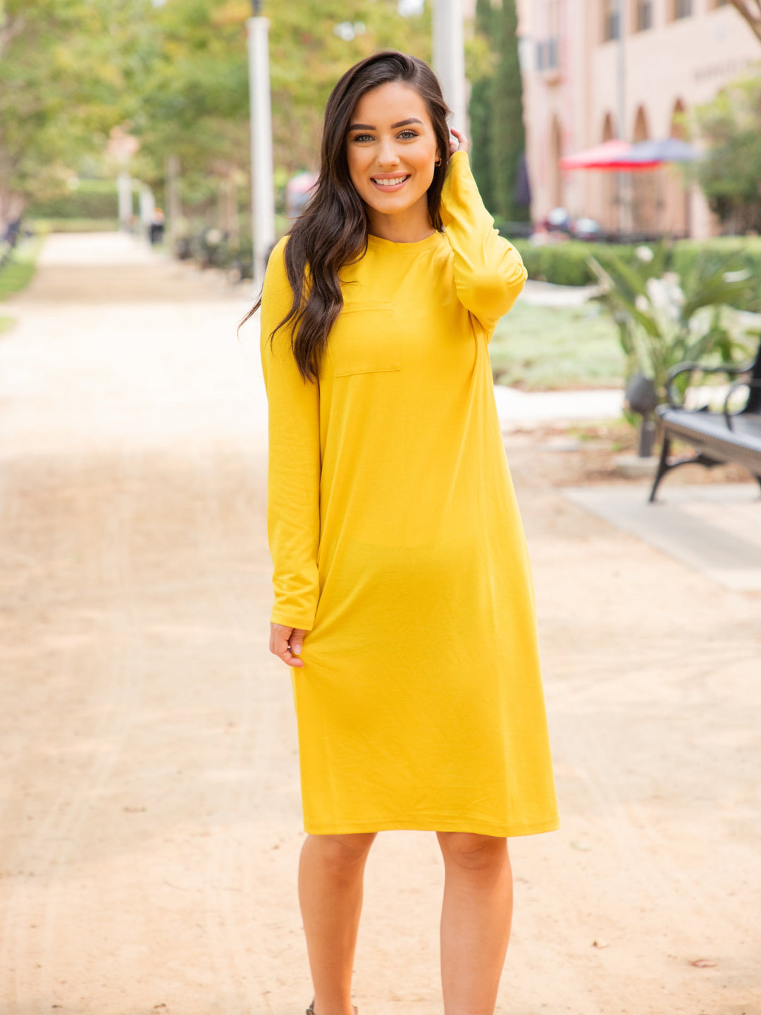 Long Sleeve Pocket T-Shirt Dress