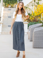 The Reed Pleated Skirt - Charcoal