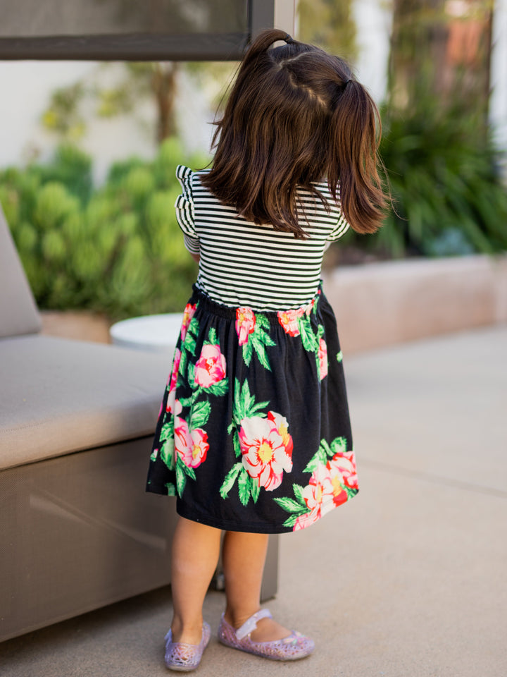 Girls Stripe Floral Dress