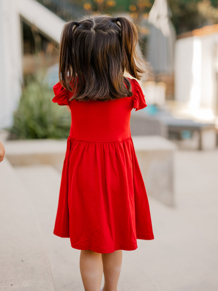 Ruffle Sleeve Little Girls Dress