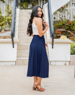 The Reed Pleated Skirt - Navy
