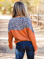 The Mila Pullover - Orange / Black Cheetah