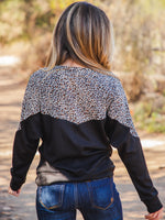 The Mila Pullover - Black / Small Brown Cheetah