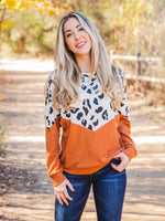 The Mila Pullover - Orange / Cream Leopard