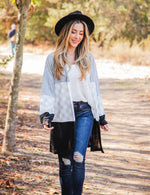 Tatum Cardigan - Gray / White Plaid / Black