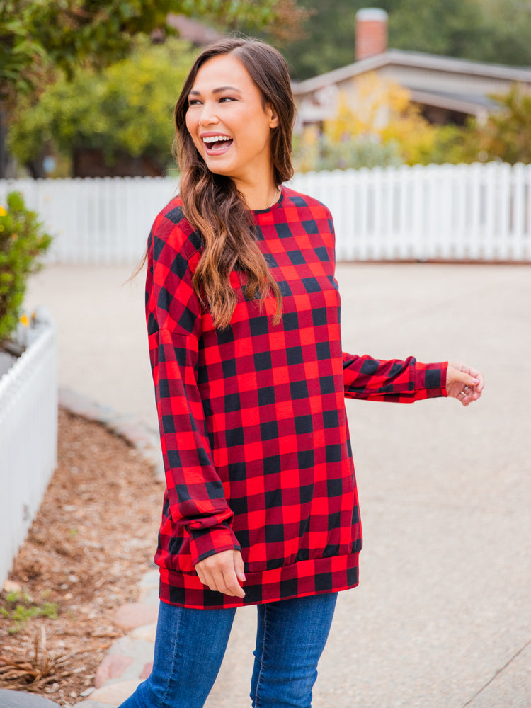 Everlee Top - Red Plaid
