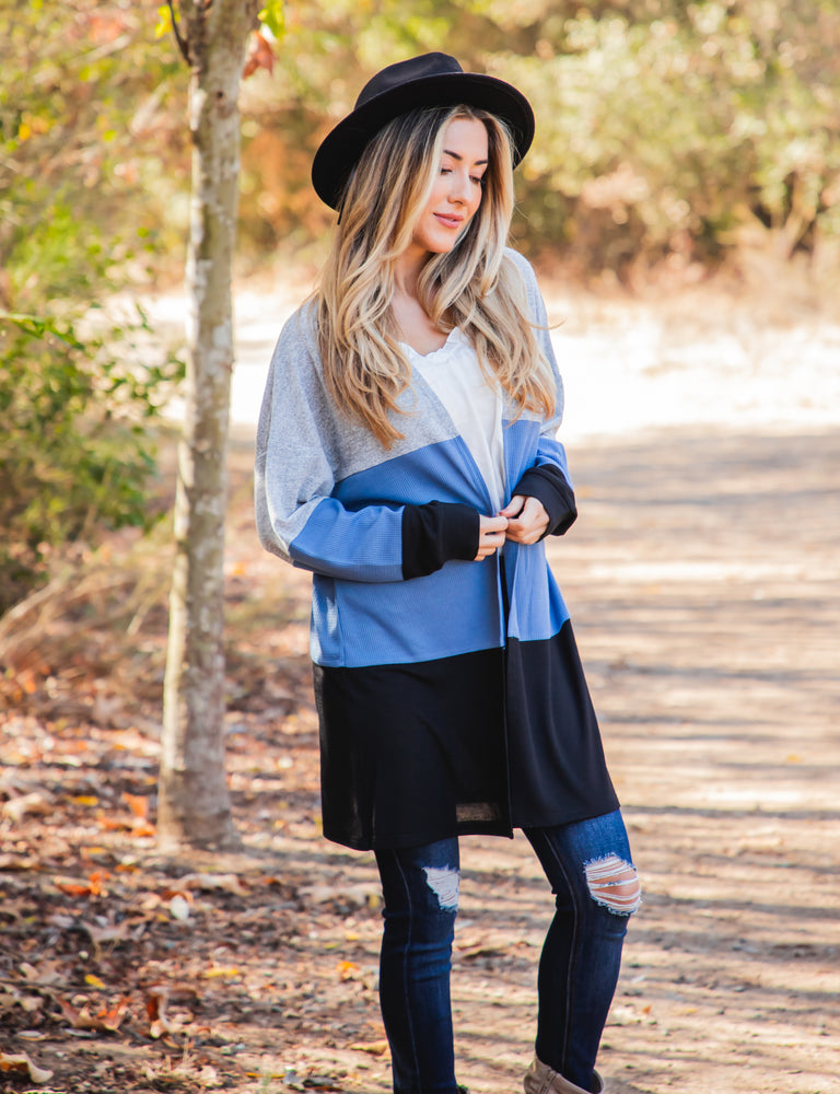 Tatum Cardigan - Gray / Blue / Black