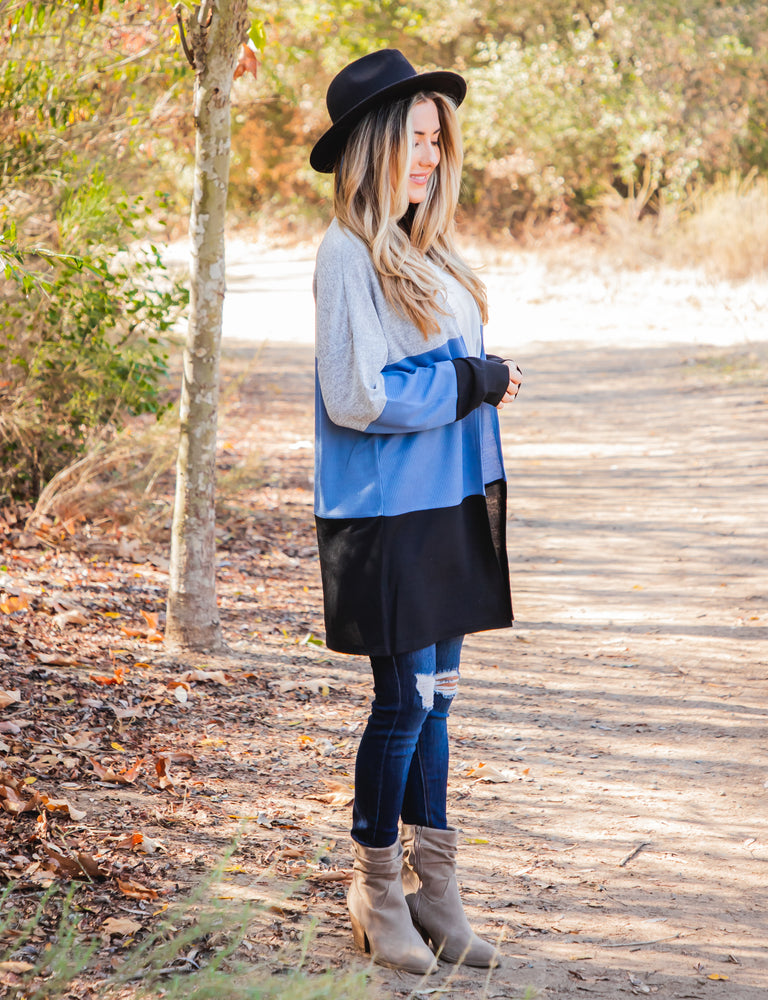 Tatum Cardigan - Gray / Blue / Black