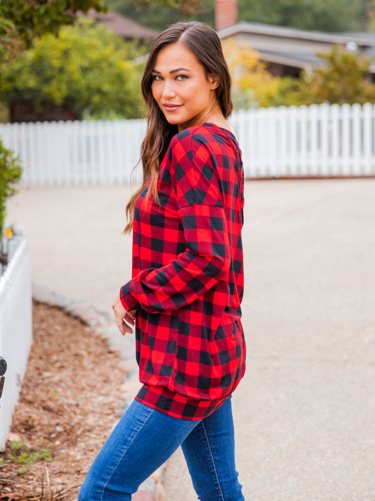 Everlee Top - Red Plaid