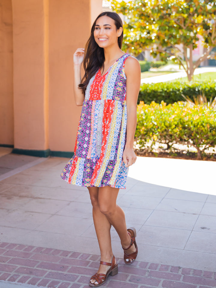 Amber Tank Dress - Orange Blue