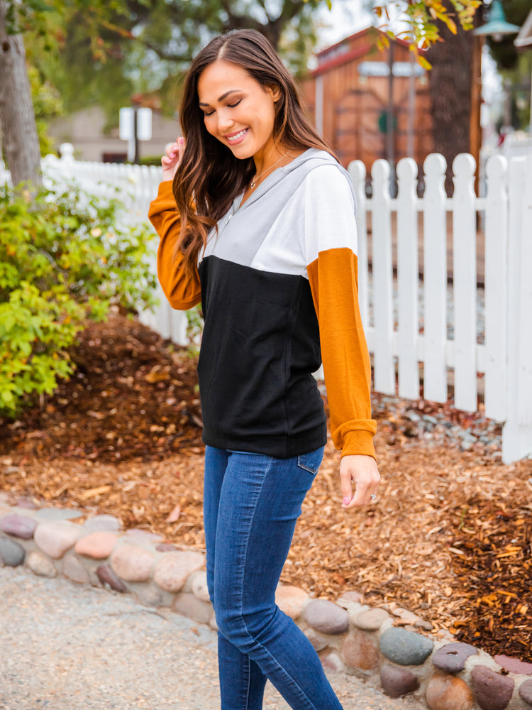 Gabbi Colorblock Hoodie  - Gray/Gold