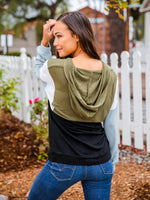 Gabbi Colorblock Hoodie  - Olive/Slate