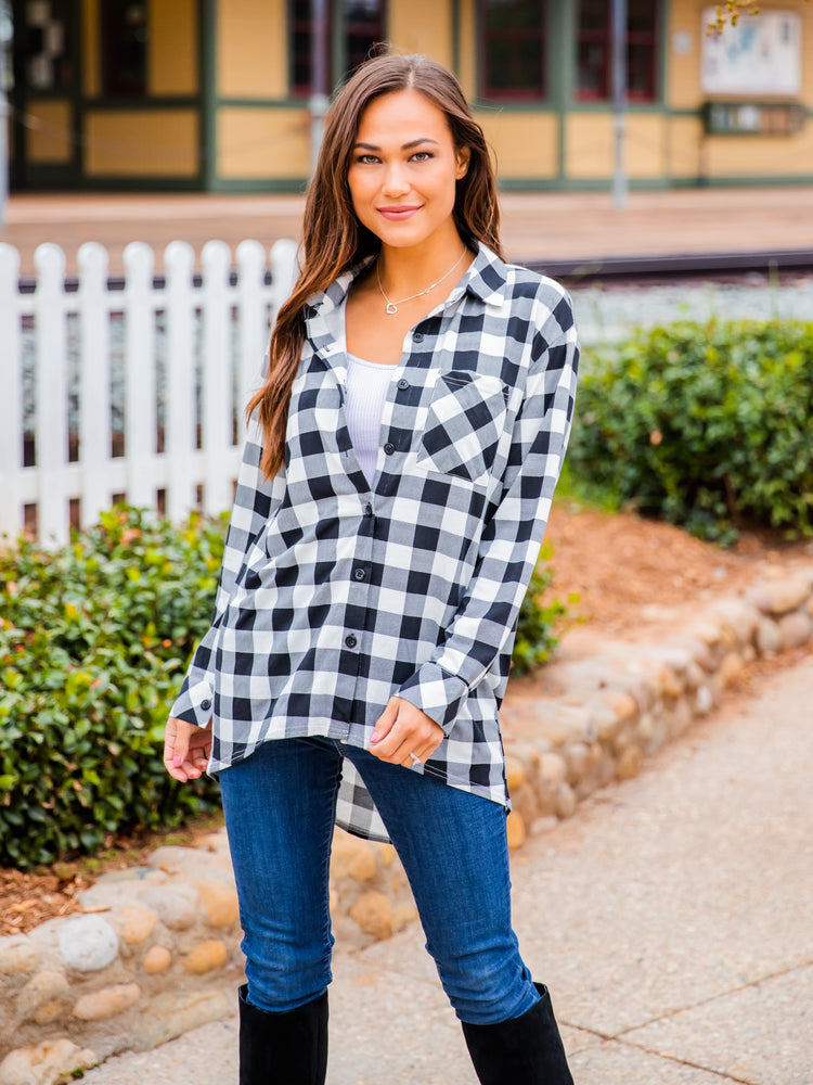 Plaid Hi-Lo Tunic - White