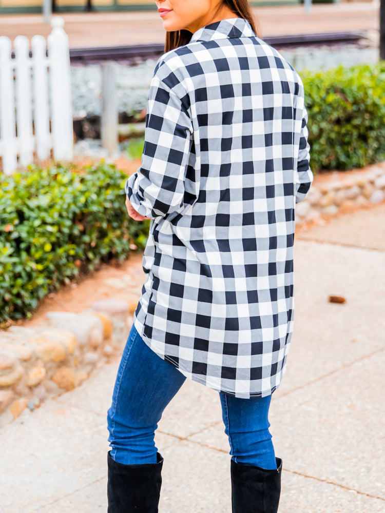 Plaid Hi-Lo Tunic - White