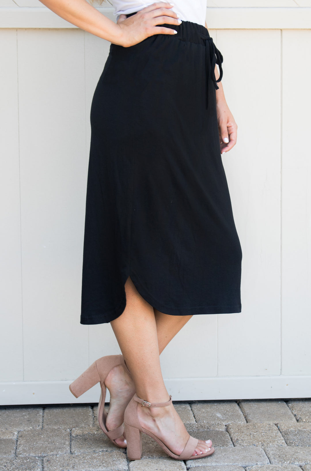 Laidback Midi Skirt - Black - Tickled Teal LLC
