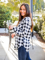 Plaid Gray Hoodie Button Up