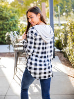 Plaid Gray Hoodie Button Up