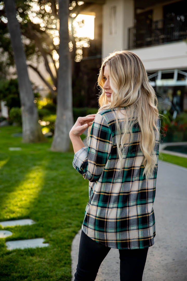 The Whitney Plaid Button Down Top