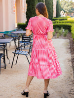 Tiered Gingham Dress - Red