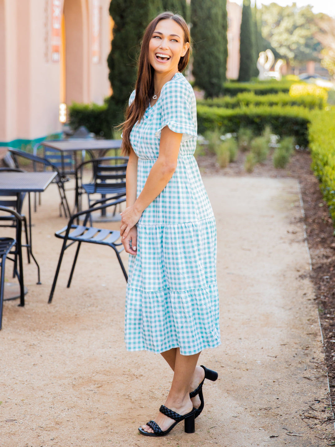 Tiered Gingham Dress