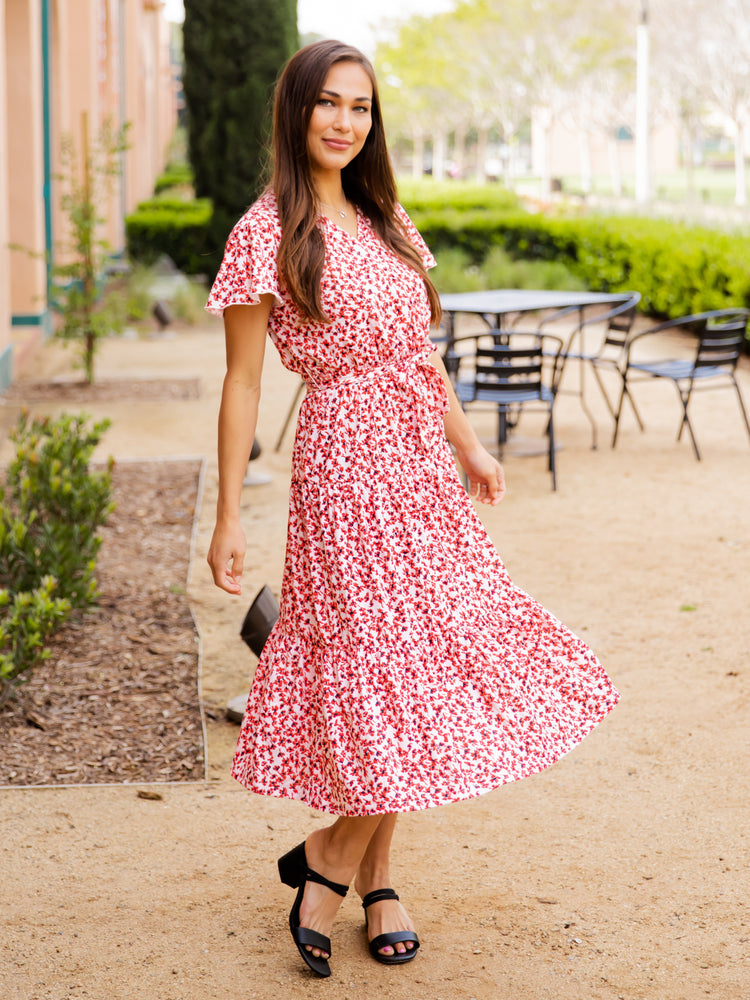 Stevie Dress - Small Red Floral