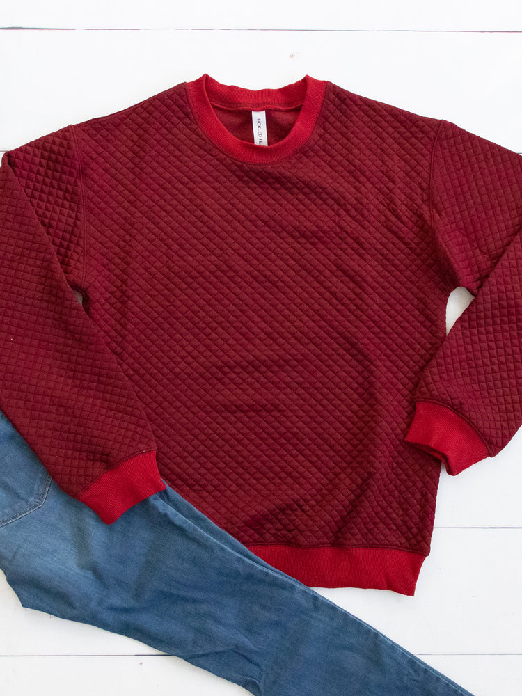 Quilted Pullover - Maroon