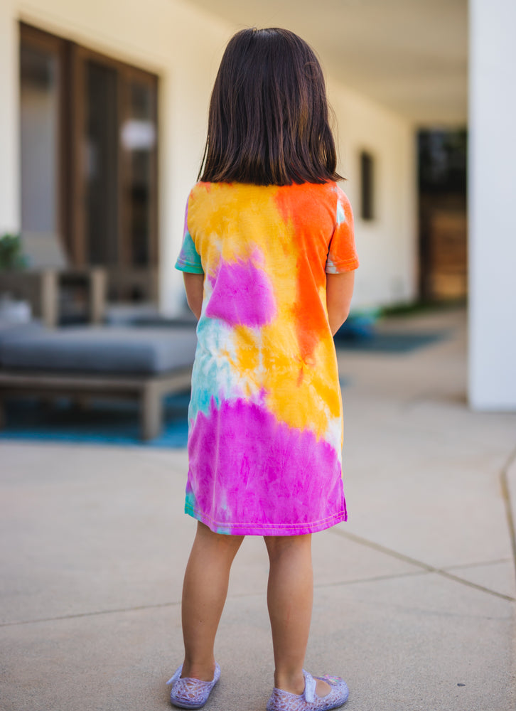 Girls Rainbow Tie Dye T-Shirt Dress – Tickled Teal LLC