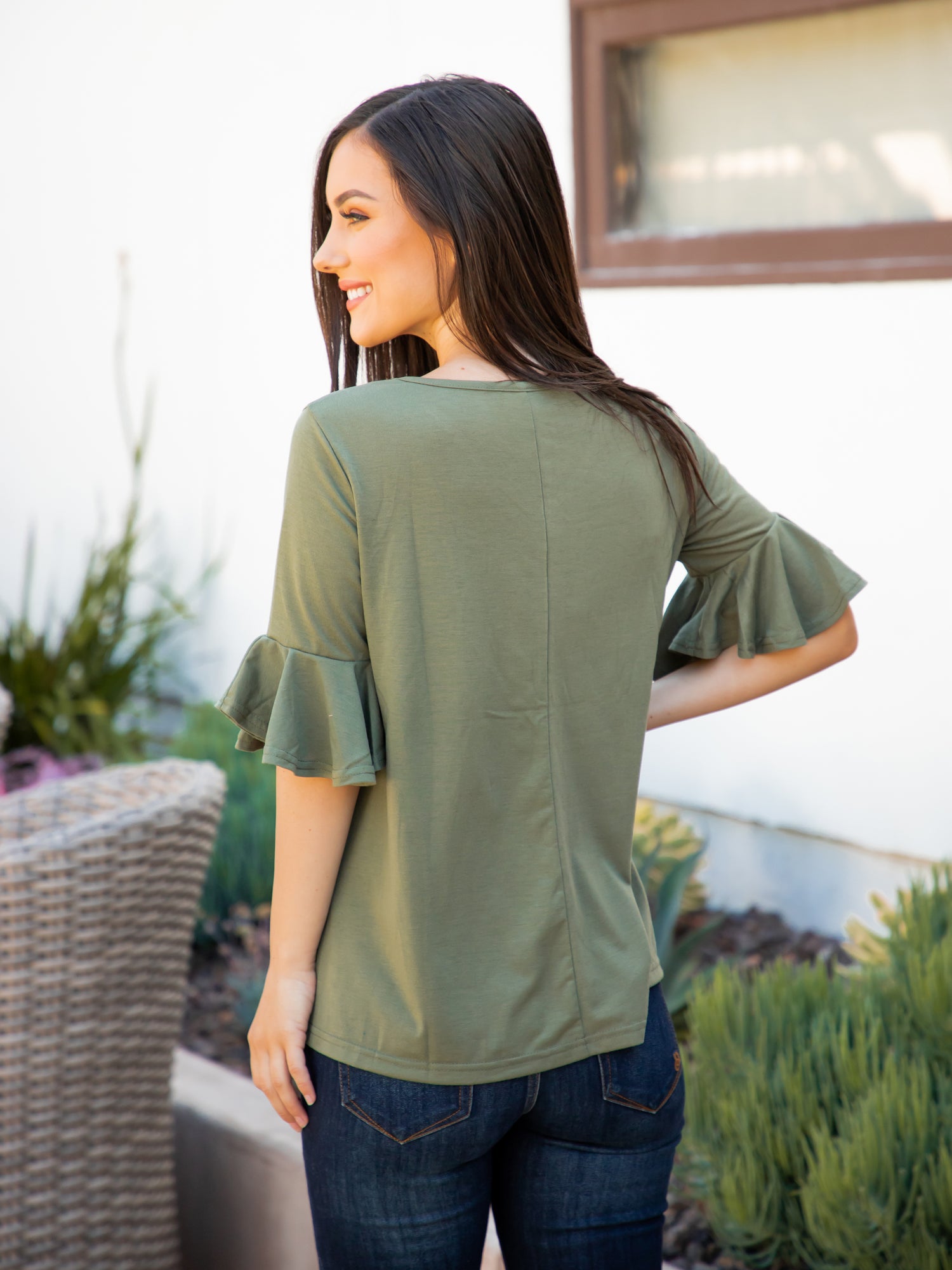The Emerson Top Olive Tickled Teal Llc