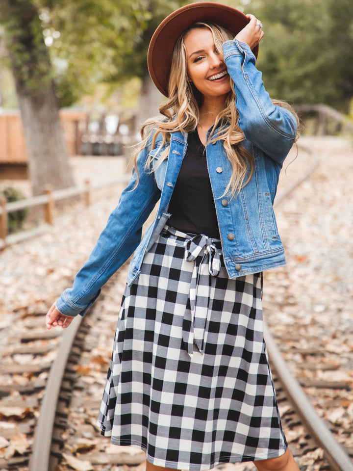 Plaid Eden Skirt - White