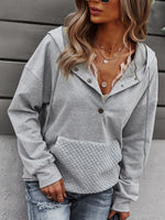 Quilted Pocket Hoodie - Gray