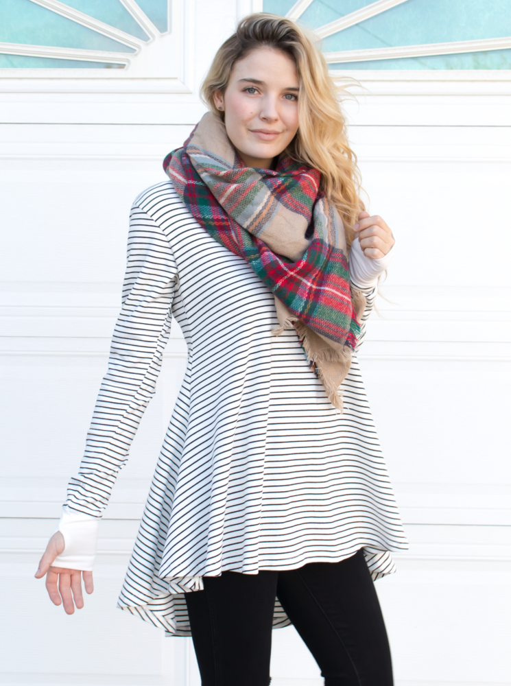 Thumb Hole Stripe Tunic - Tickled Teal LLC