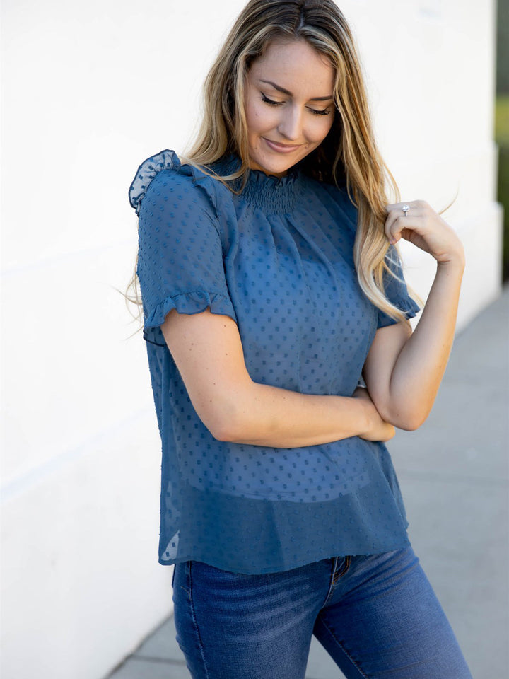 Swiss Dot Fawn Top