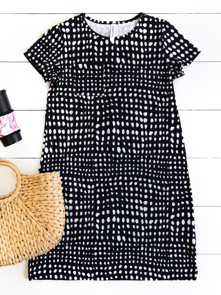 Dot Pattern Tee Dress - Black