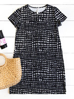 Dot Pattern Tee Dress - Black