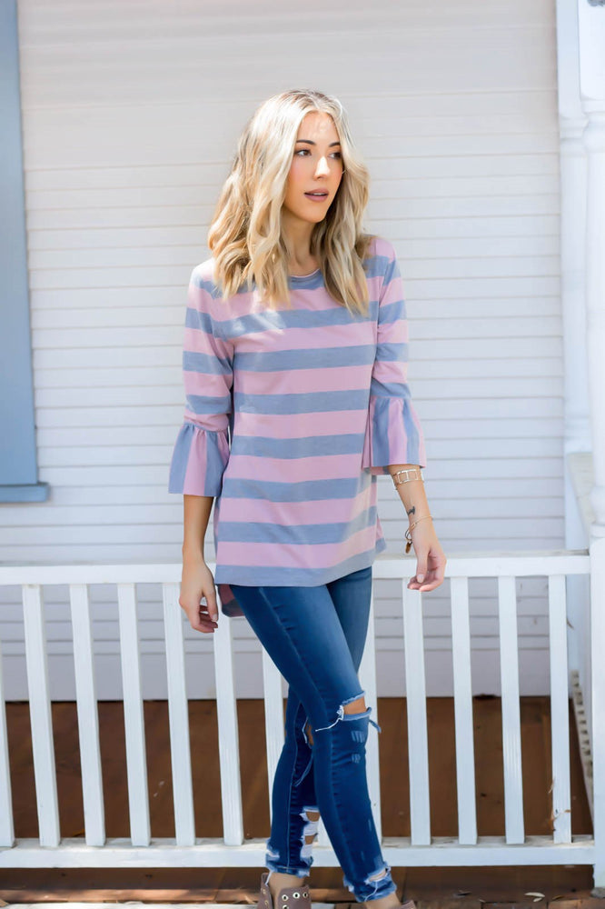 The Allie Top - Pink/Charcoal