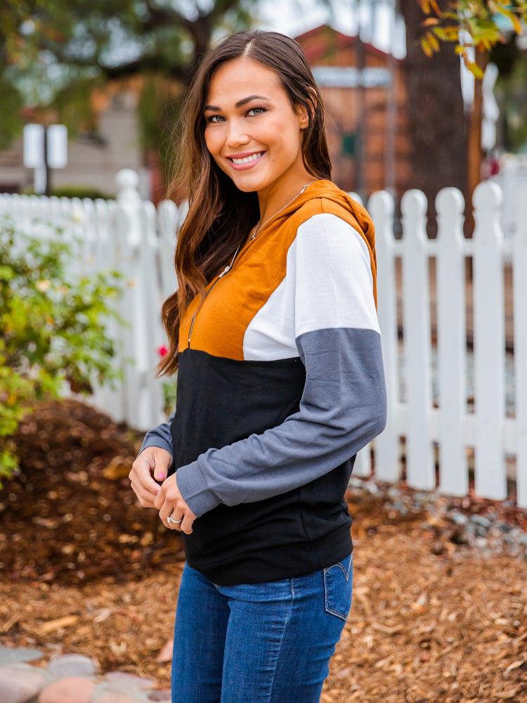 Gabbi Colorblock Hoodie  - Gold/Charcoal