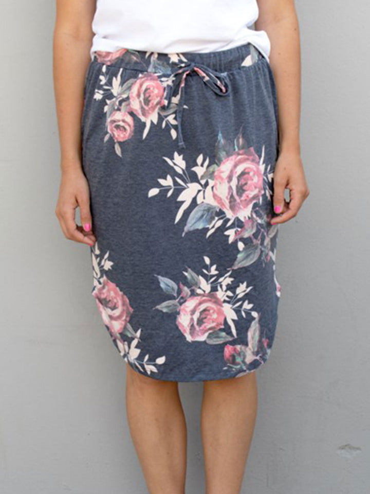 Floral Print Tie Waist Weekend Skirt