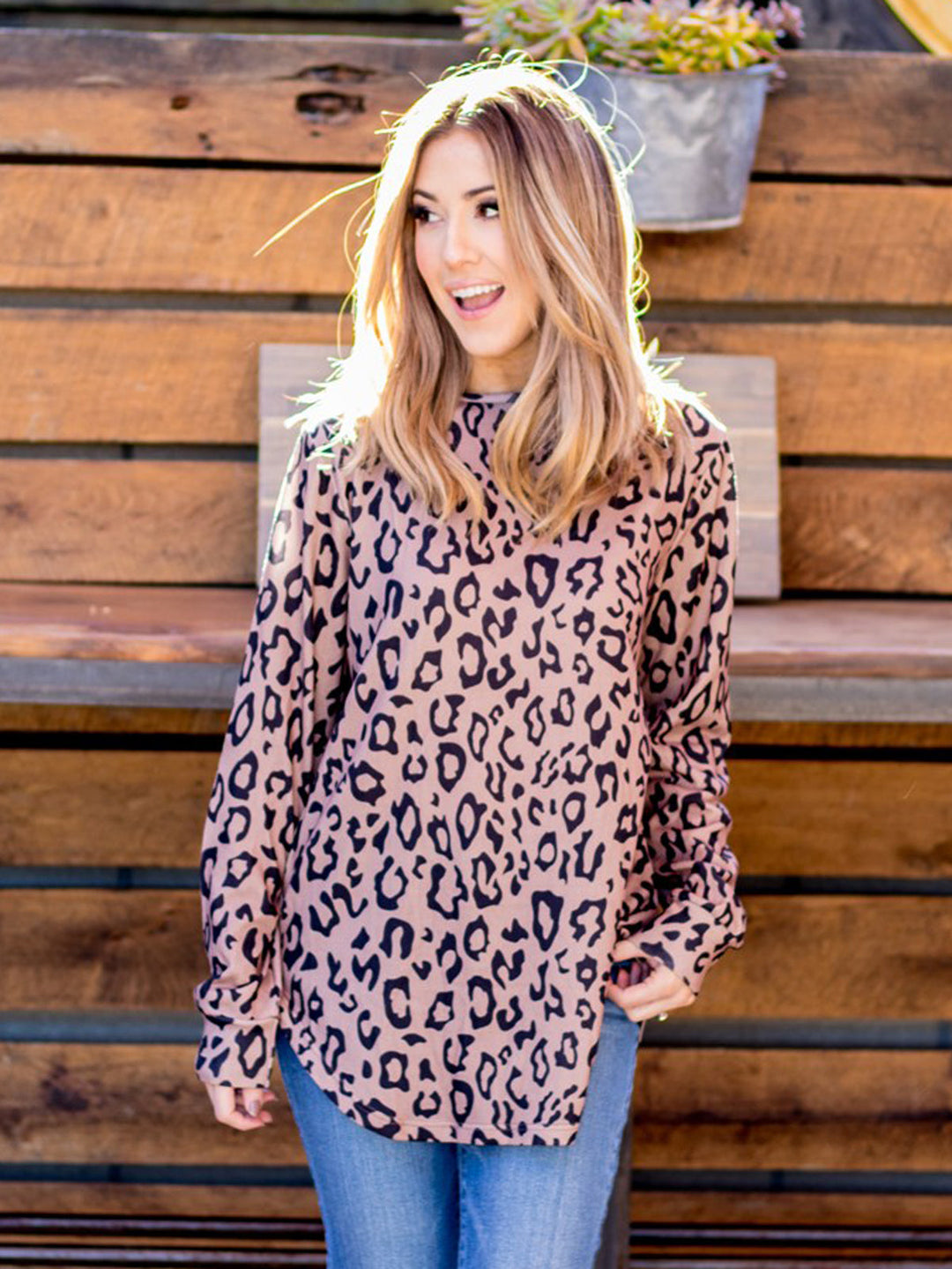 Long Sleeve Leopard Addie Top