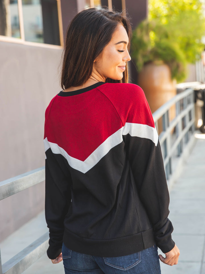 Chevron Colorblock Phoenix Pullover Top