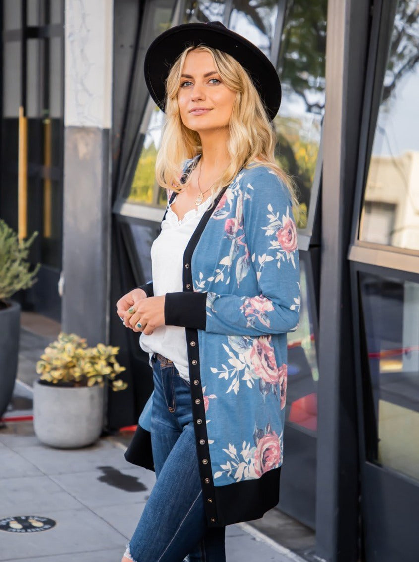 Floral Snap Front Cleo Cardigan