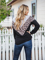Donna Top - Gray/Taupe Leopard/Black