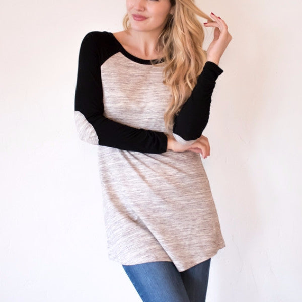 Elbow Patch Raglan Tunic - Tickled Teal LLC