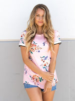 Striped Floral Tunic - Blush Pink - Tickled Teal LLC