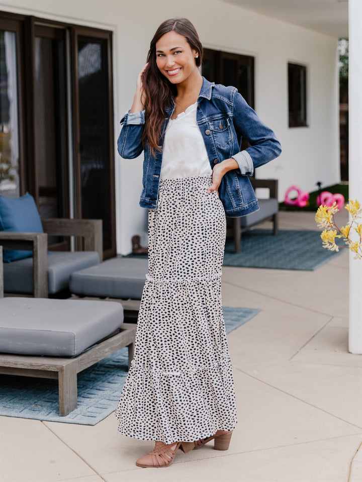 Kendall Skirt - Tan Black Dot
