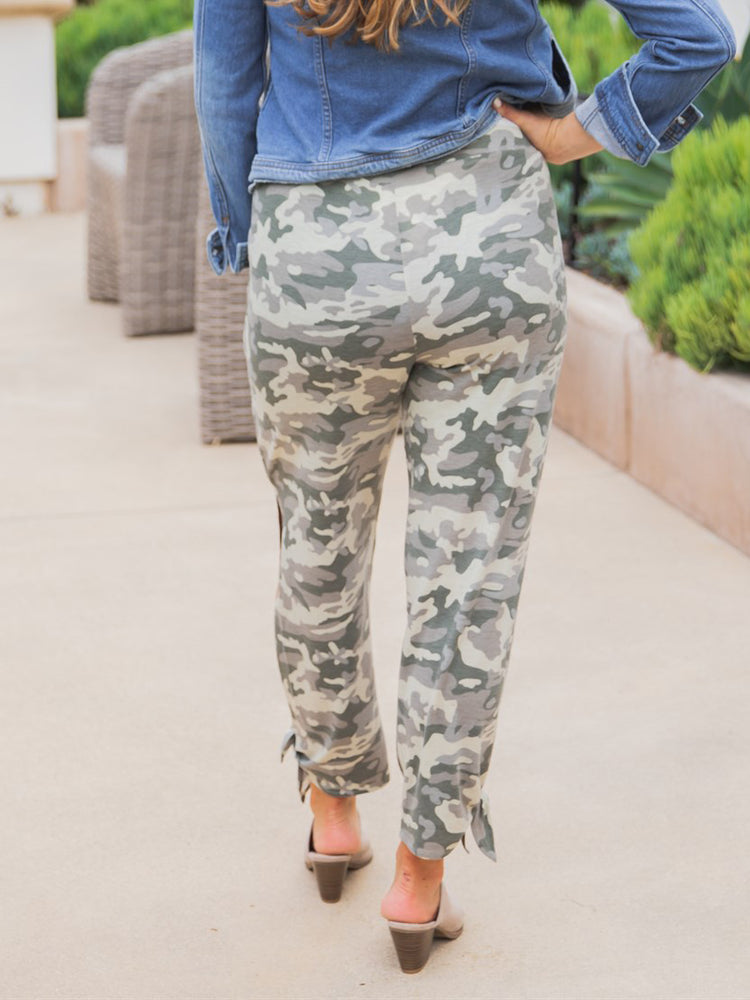 Brie Tie Pants - Green Camo