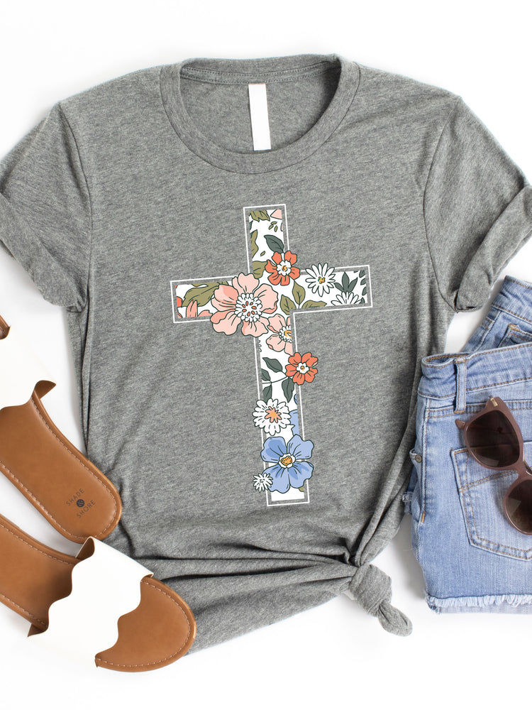 Floral Cross Graphic Tee
