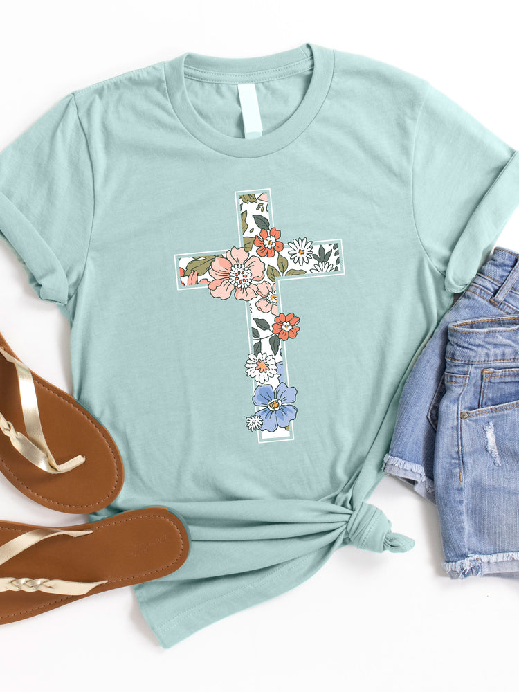 Floral Cross Graphic Tee