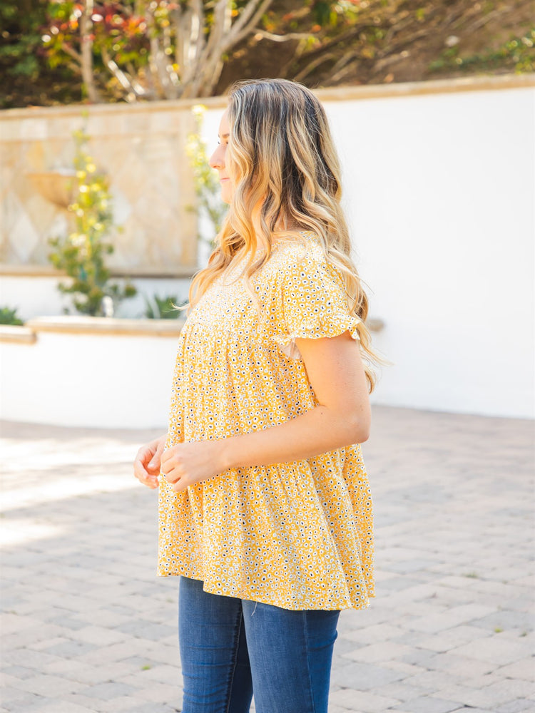 The Michelle Babydoll Top - Yellow