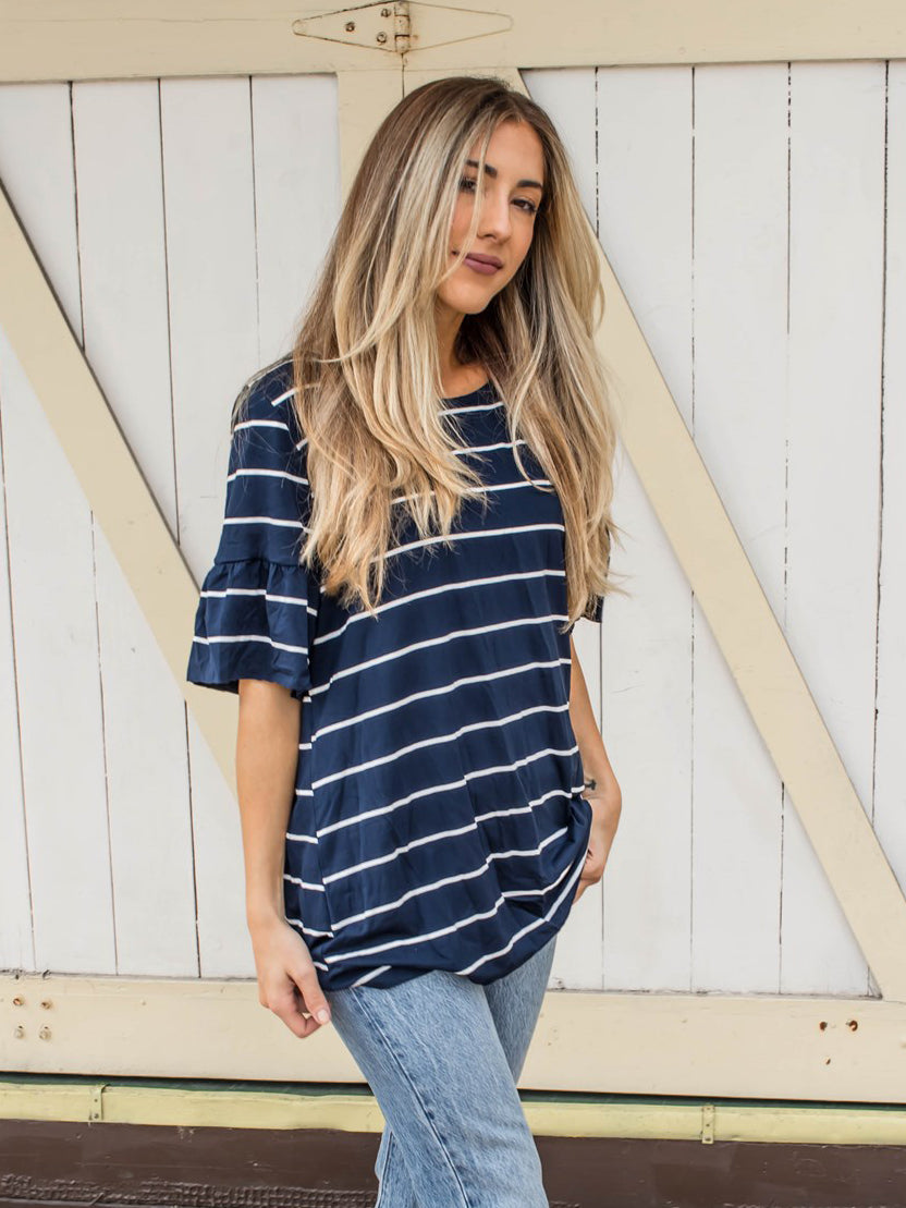Palmer Thick Stripe Flare Sleeve Top